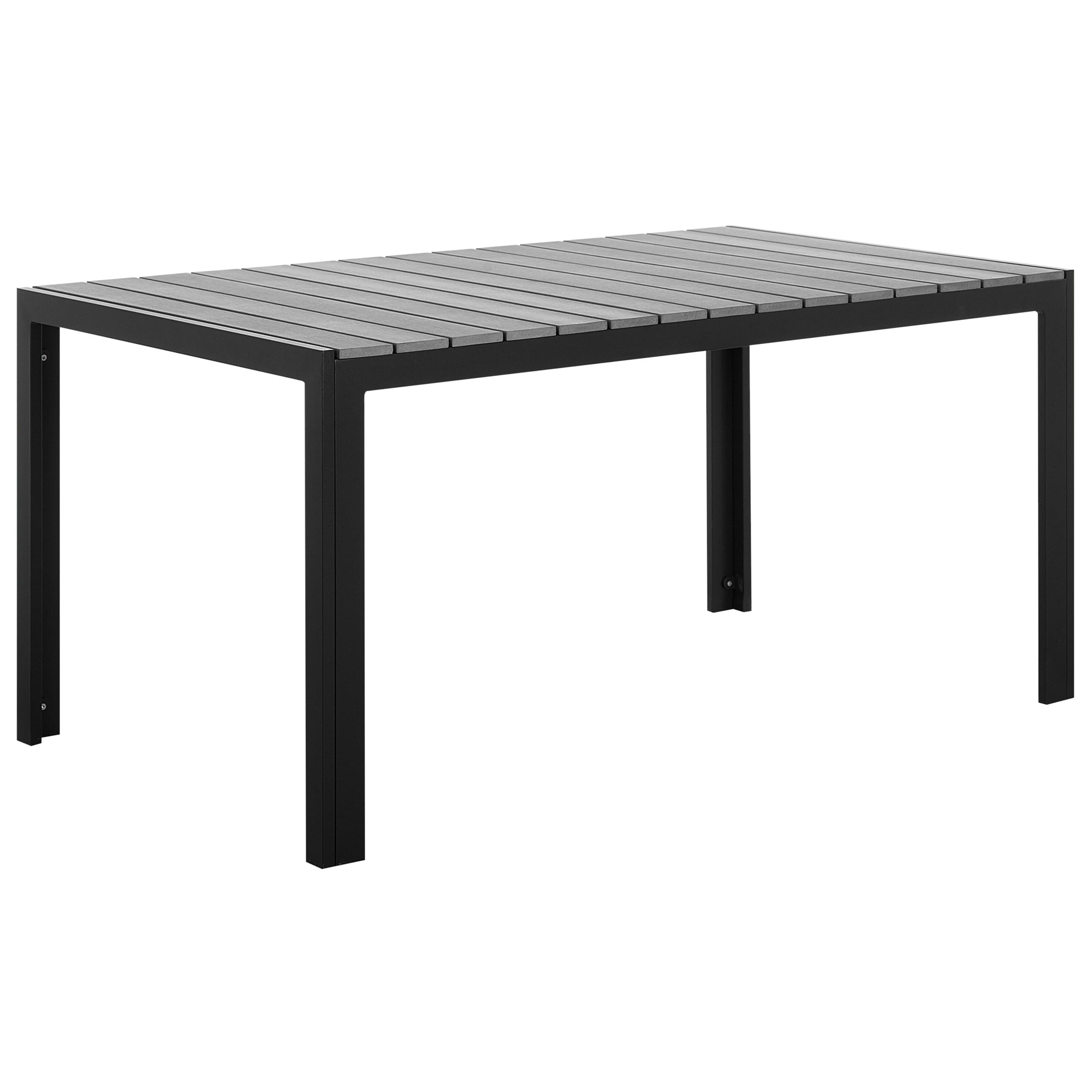 Beliani Gartenmöbel Set 7-teilig Aluminium schwarz Kunstholz grau Tisch 6 Stühle Como