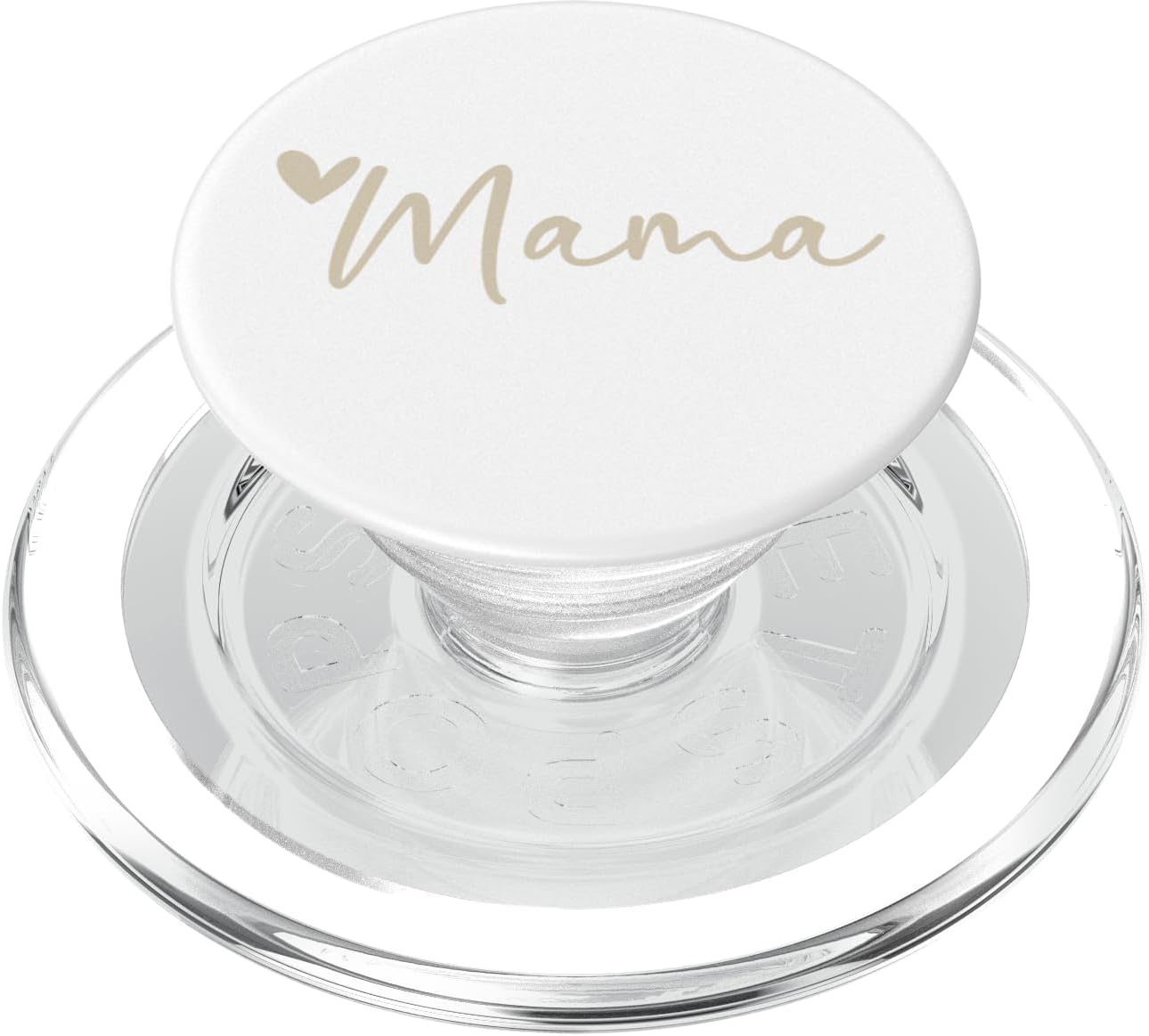 Beige White Heart Mama PopSockets PopGrip for MagSafe