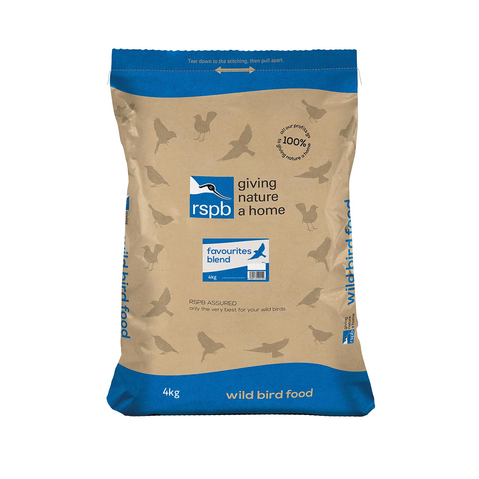 RSPBWild Bird Favourites Seed Blend 4Kg containing Premium Sunflower Hearts, High Energy Sprinkles & Dried Mealworms