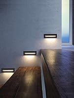 Vista 4 de Luz de paso LED de 6 W para escalera interior y exterior, accesorio de pared moderno impermeable con rejilla horizontal, placa frontal, lámpara