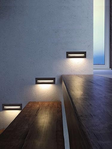 Miniatura 4 de Luz de paso LED de 6 W para escalera interior y exterior, accesorio de pared moderno impermeable con rejilla horizontal, placa frontal, lámpara de