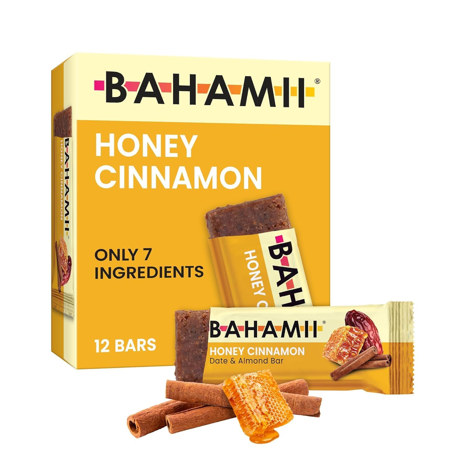 Bahamii Coconut Vanilla Date and Energy Bars, Healthy Snacks and Breakfast Bars for Kids and Adults, No Sugar Added, Gluten Free, High Fiber, Vegan, Plant Based, Paleo, Only 6 Ingredients, 12 Pack