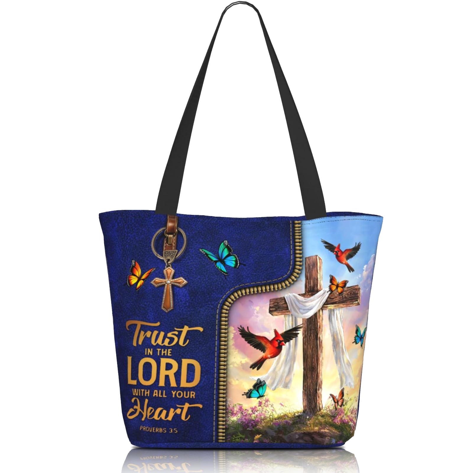 Luixdie Tote Bag for Women Reusable Shopping Tote Bag Zippered Inspirational Scripture Shoulder Bags