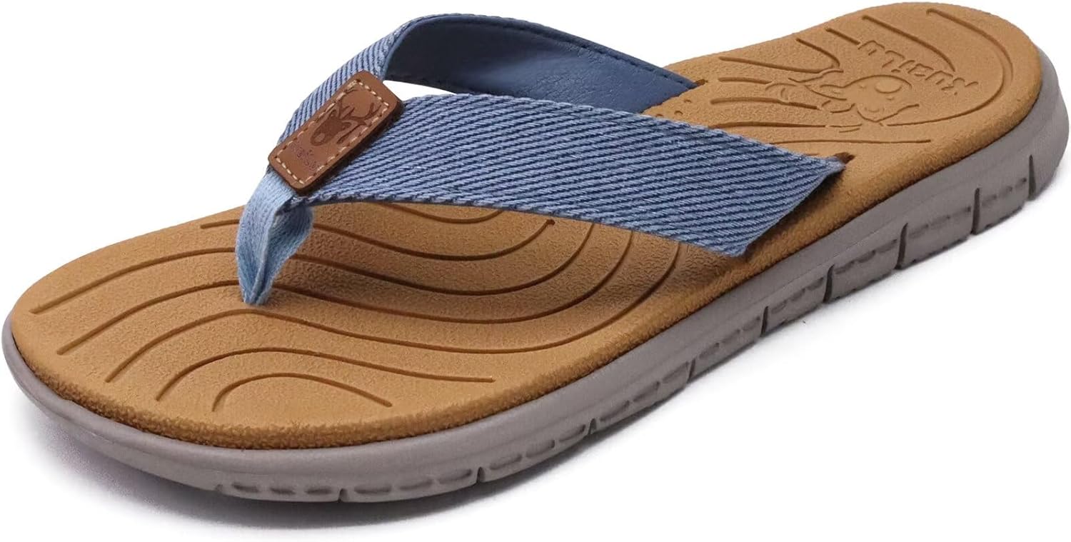 KuaiLu Flip Flops Damen Weich Leder Stoff Badelatschen Yoga Matte Fußbett Sandalen Sommer Strand Zehentrenner Rutschfest Badesandalen Frauen