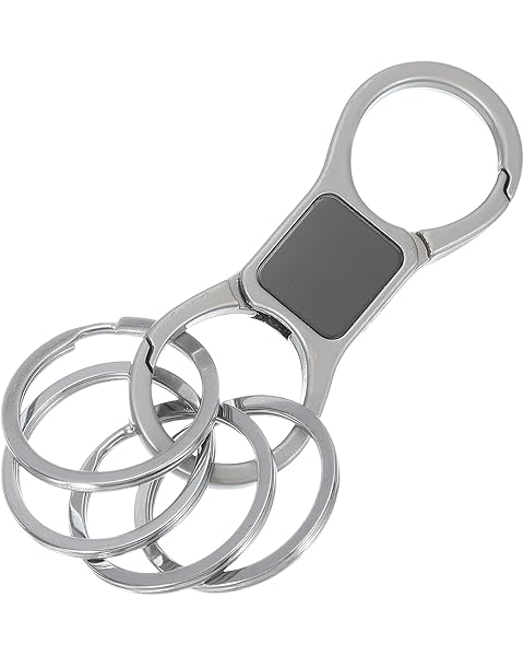 uxcell Metal Keychain, Quick Release Spring Car Keychains Organizer Key Chain Clips with 4pcs Key Rings for Home Car Keys Women Men, Pearl Silver