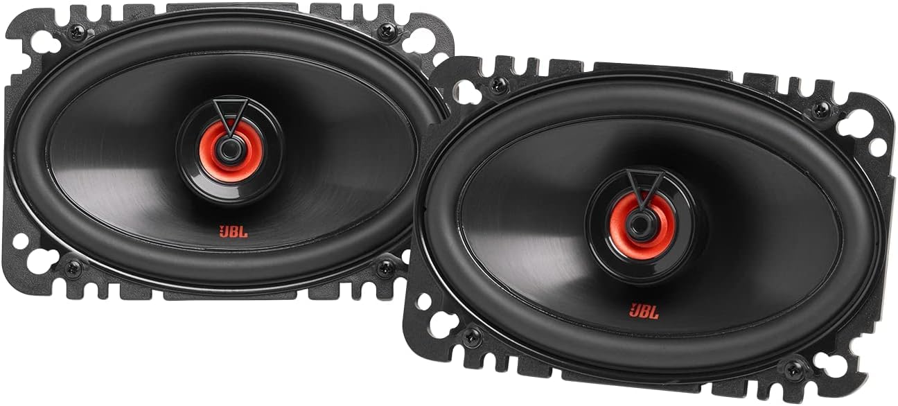 JBL Club 6422F Juego de altavoces coche oval de 2 vías de Harman Kardon - 105 vatios Pro Sound echo auto 100 x 152 mm | 10 x 15,2 cm | 4x6 pulgadas | 40 W RMS/120 W pico, 92 dB, 3 Ohm, 75 Hz-20 kHz – Pack de 2 altavoces coaxiales para coche – Cono Plus One, sin rejillas