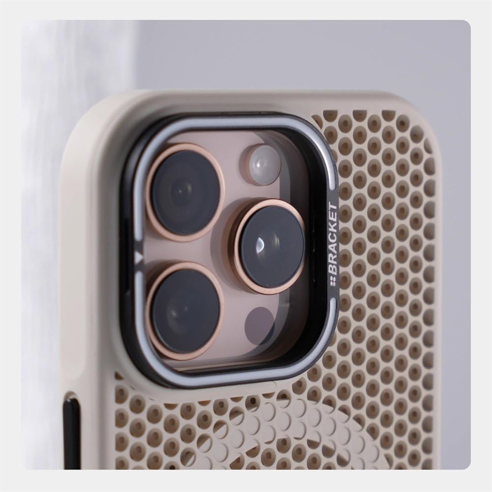Niewidoczna podstawka pod obiektyw, siatka o strukturze plastra miodu, chłodząca obudowa do iPhone'a 17 16 15 14 13 12 Pro Max 15 Plus, odporna na wstrząsy, magnetyczna, szara, do iPhone'a 17 Pro