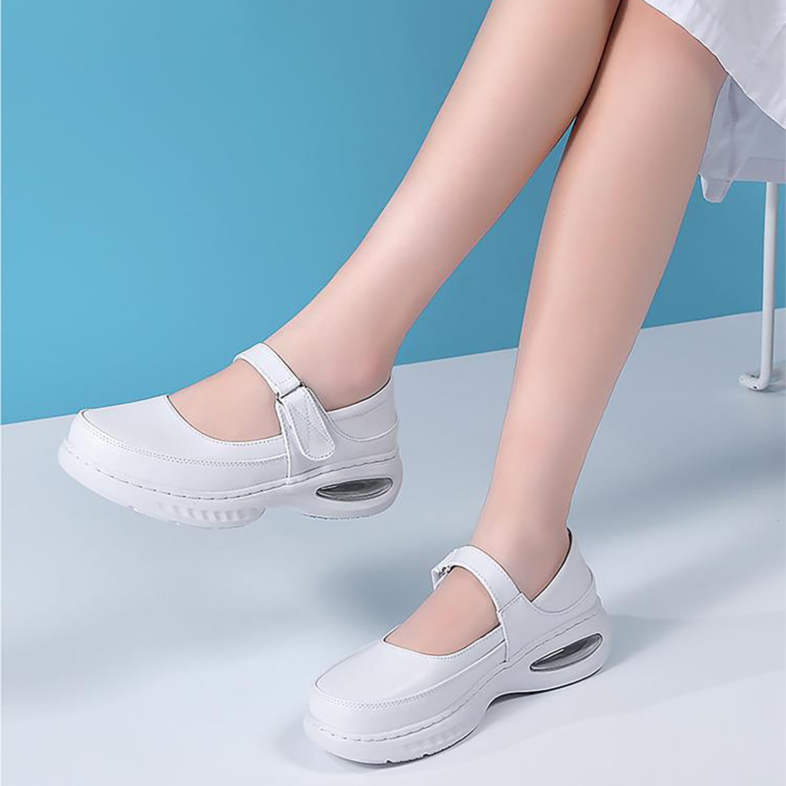 Zapatos de Trabajo para Mujer - Zapatos médicos Transpirables de EVA con Suela Suave y Suela Gruesa - Zapatos de Trabajo Ligeros y cómodos, Ideales para enfermería,White 1,37 EU