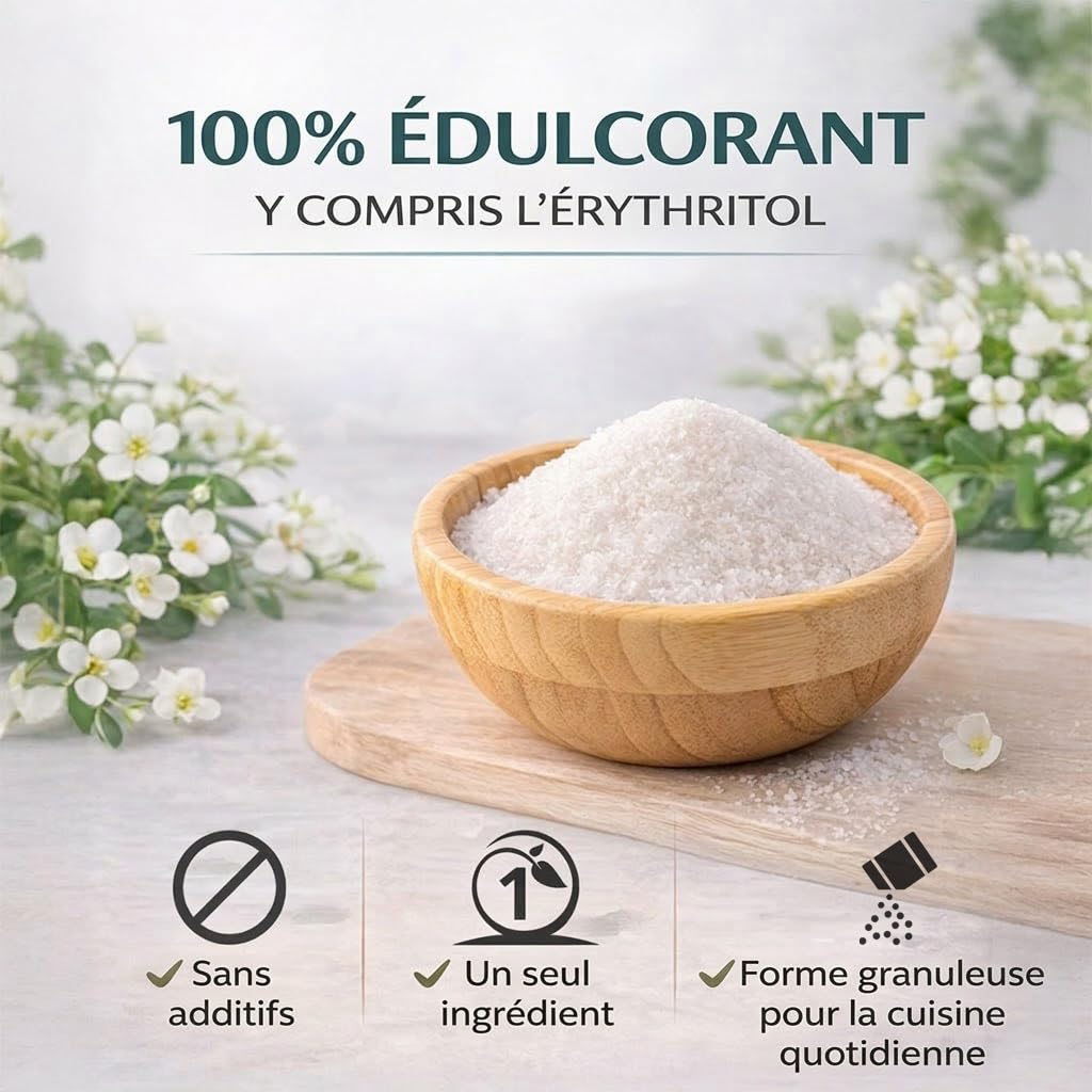 GiDeli Erythritol 5 kg de sucre cristallisé sans calories, substitut alimentaire comme alternative au sucre végétalien et respectueux des dents