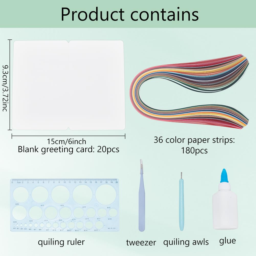 WEBEEDY 20 Sets Paper Quilling Kits for Beginners DIY Flowers Quilling Card Making Kits with 36 Colors Strips, 20 Cards, Paper Quilling Tools and Supplies Home Room Wall Art Decor Creative Gift