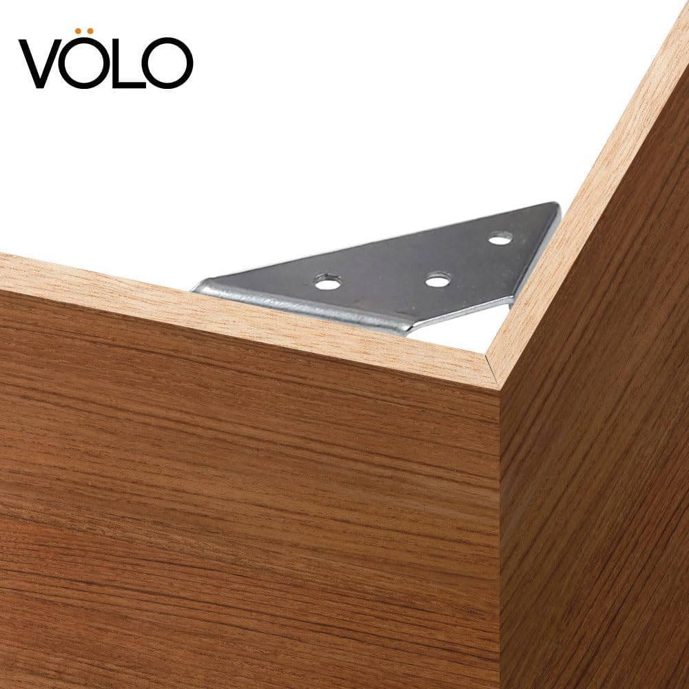 Volo L & Triangle Angle Bracket for Reinforcing Chairs/Tables - Zinc-Plated Shelf, Furniture, Cabinet, Wood, Wall & Corner Supports (1x1 Inch & 1.5 Inch) (4, Triangle Brackets (1.5 Inch)) 3