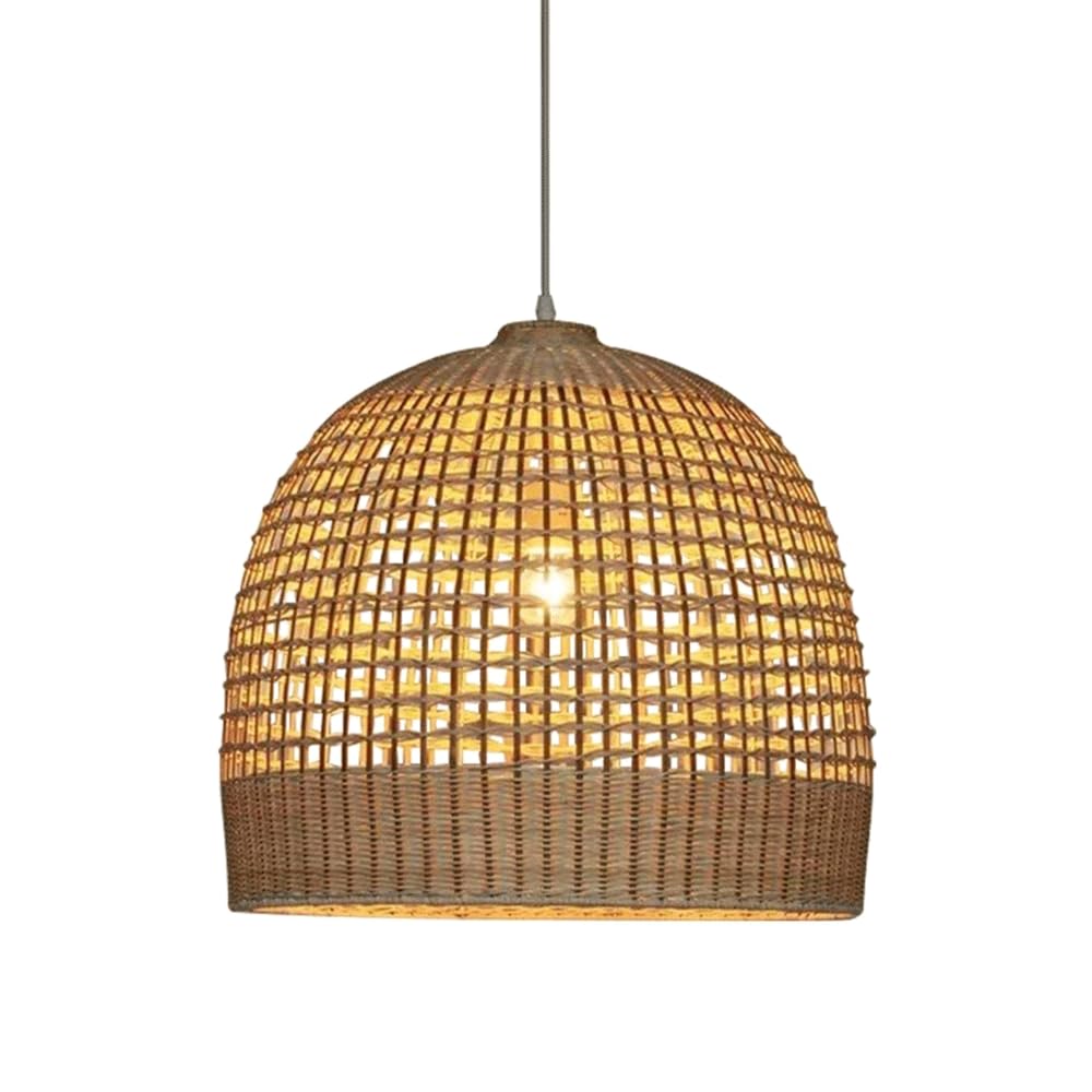 CHUNGYANG Wicker Light Fixture Farmhouse Rustic Ceiling Hanging Lamp Kitchen Island Boho Rattan Chandelier for Kitchen Vintage Hand-Woven Lampshade Lighting Fixture Entryway Hanging Pendant Lighting