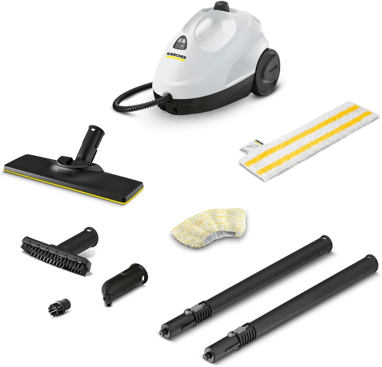 Steam Cleaner SC 2 EasyFix, Steam pressure: 3.2bar, Heating time: 6.5min., Output: 1500 W, Cleaning performance: 75m², Tank: 1L, with EasyFix floor cleaning kit, nozzles and microfibre cover