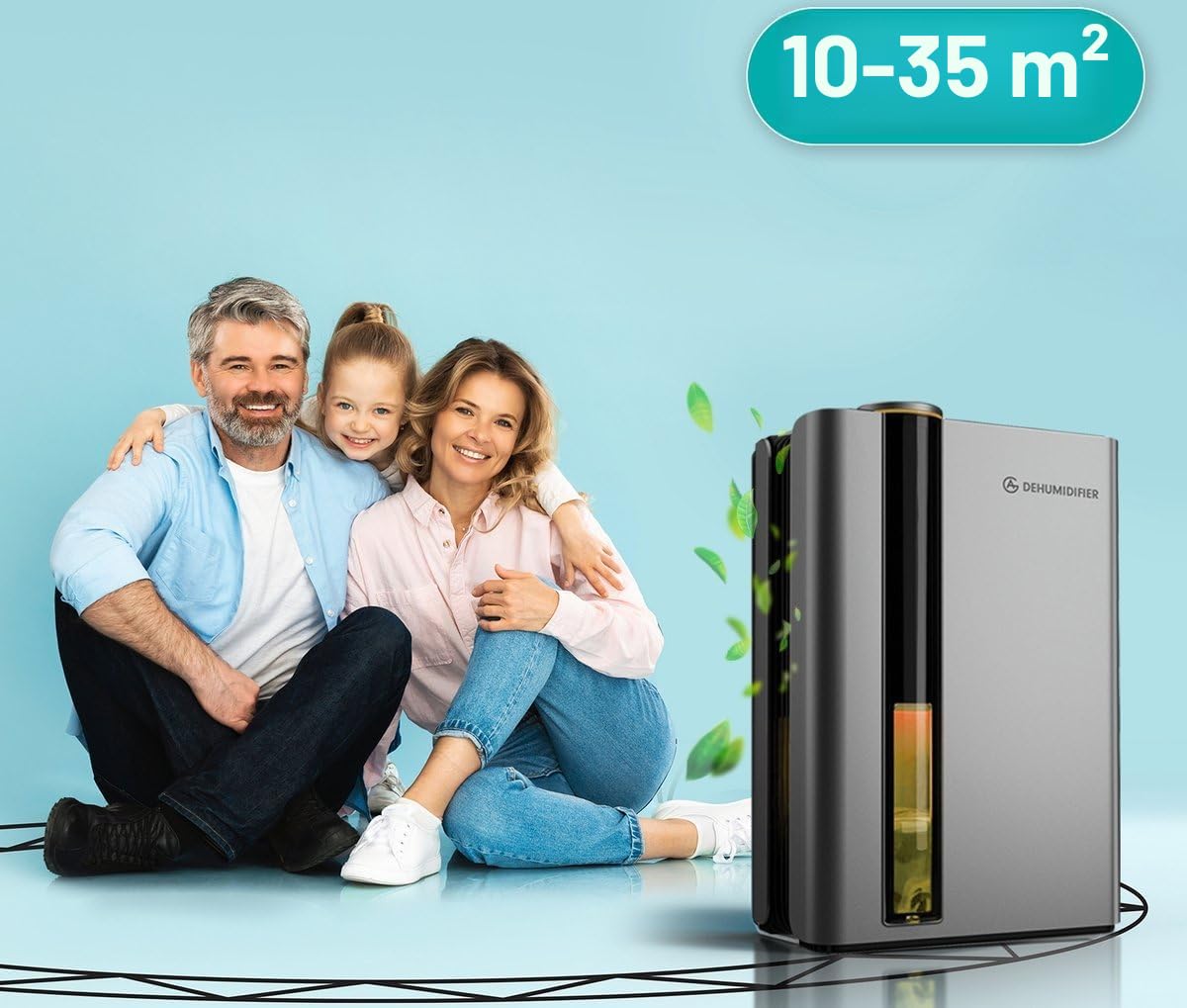AG 330 Deumidificatore e Purificatore d'Aria Portatile con Filtro al Carbone, 1L/gg, Serbatoio 2,7L, per Ambienti fino a 35m², Luce LED 7 Colori