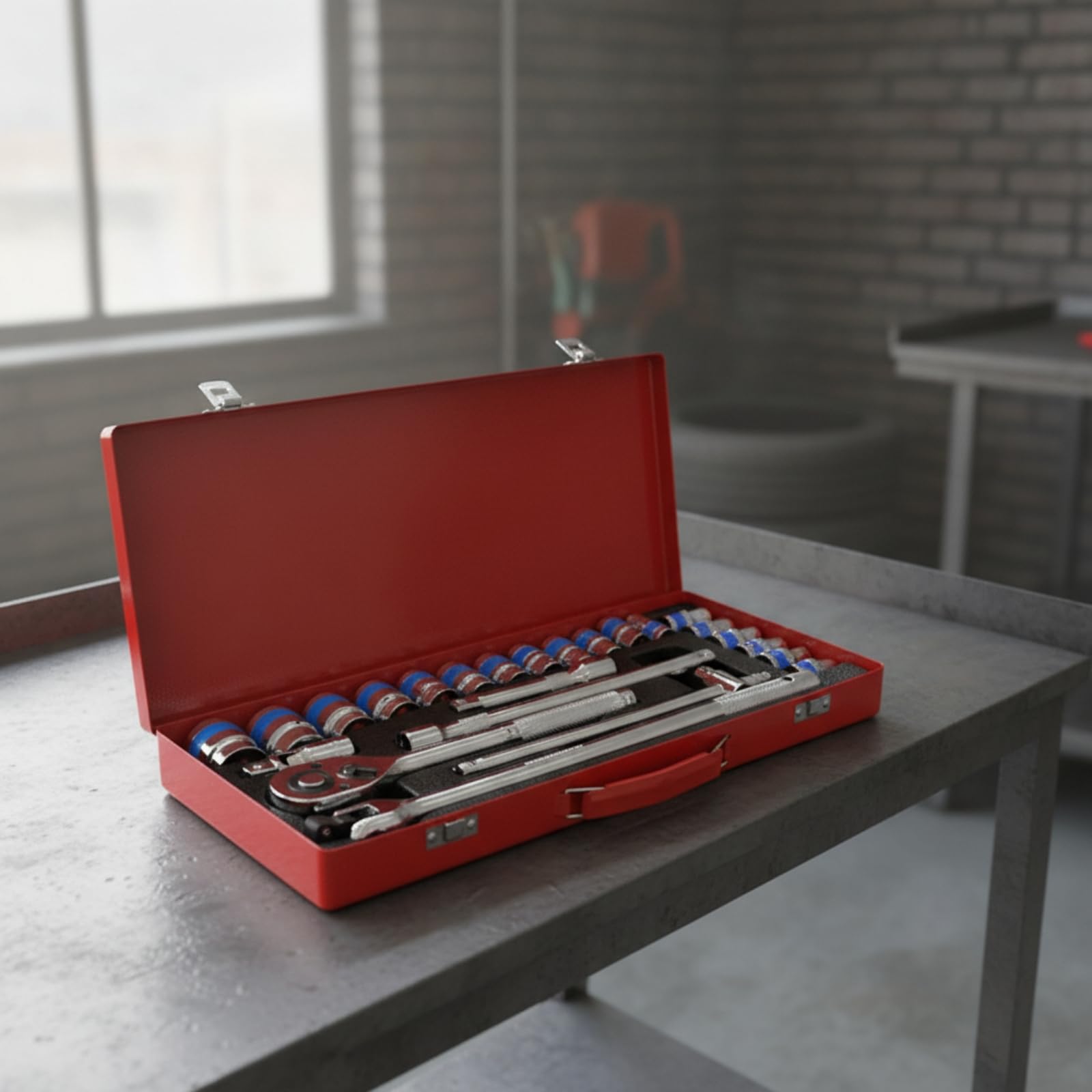 harayaa 24 Pezzi Set Unsili Cromato Vanadio | Valigetta Attrezzi con Accessori, Finitura brillan, per Officina, Meccanici, Professionisti