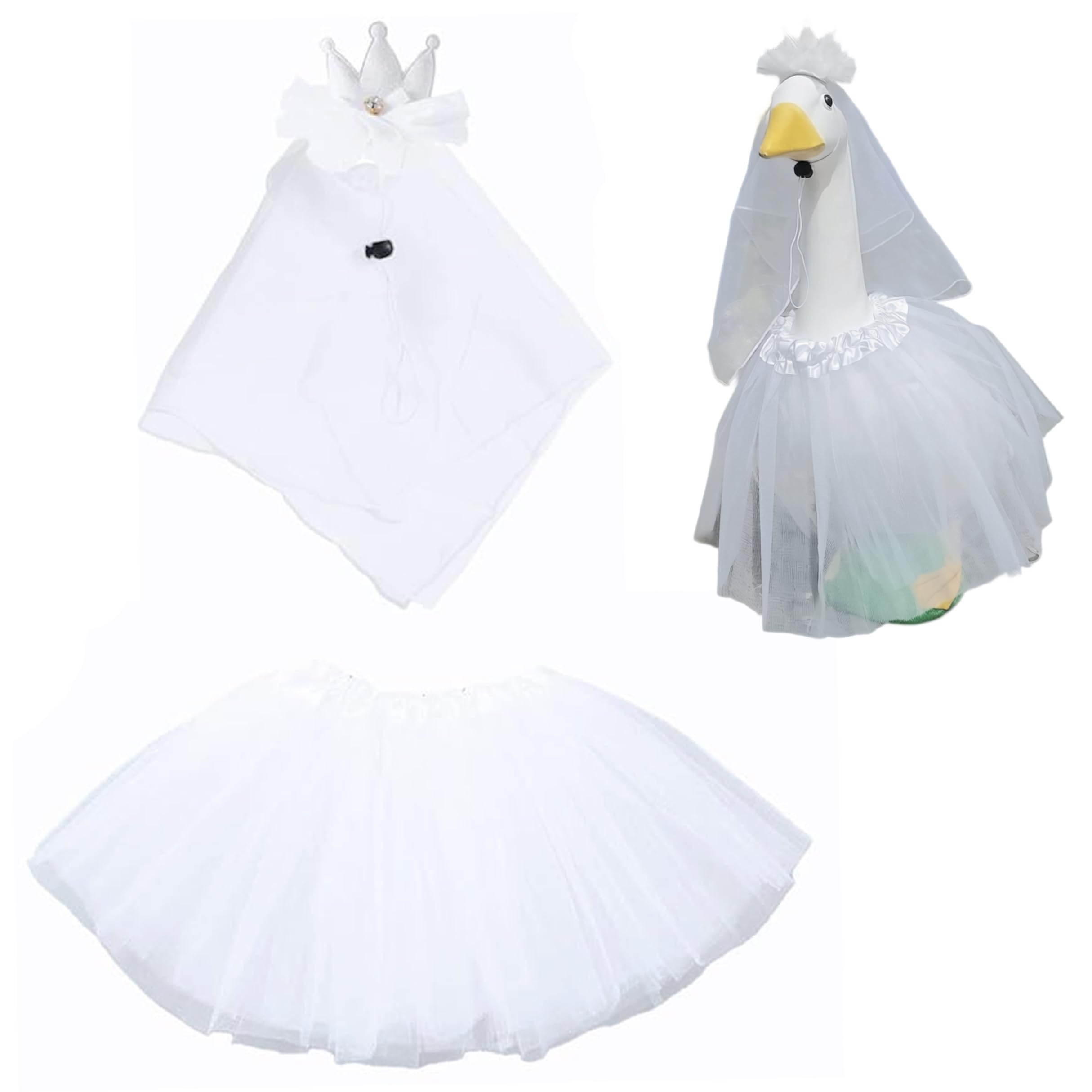 Tenue d'oie en tulle blanc de mariage avec voile pour décoration de porche