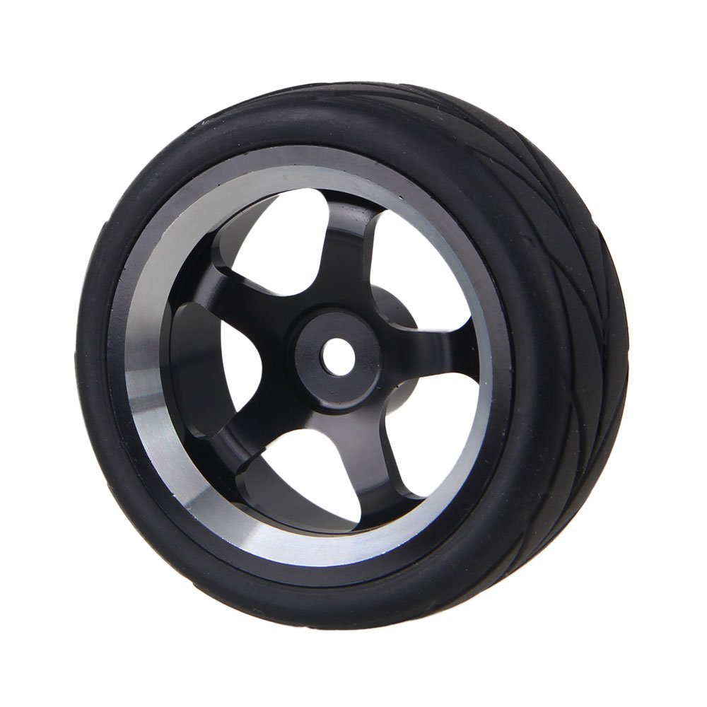 Sharrepublic - Jeu De 4 Roues Avec Pneus 1/8 Pour Buggy RC HSP - Jantes Plastique Noir, Pneus Caoutchouc 110 Mm