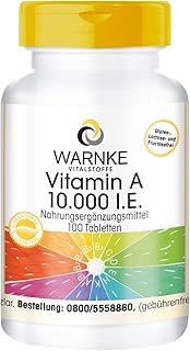 Warnke Health Products Vitamin A 10.000 I.U., vegan, without magnesium stearate, 100 tablets