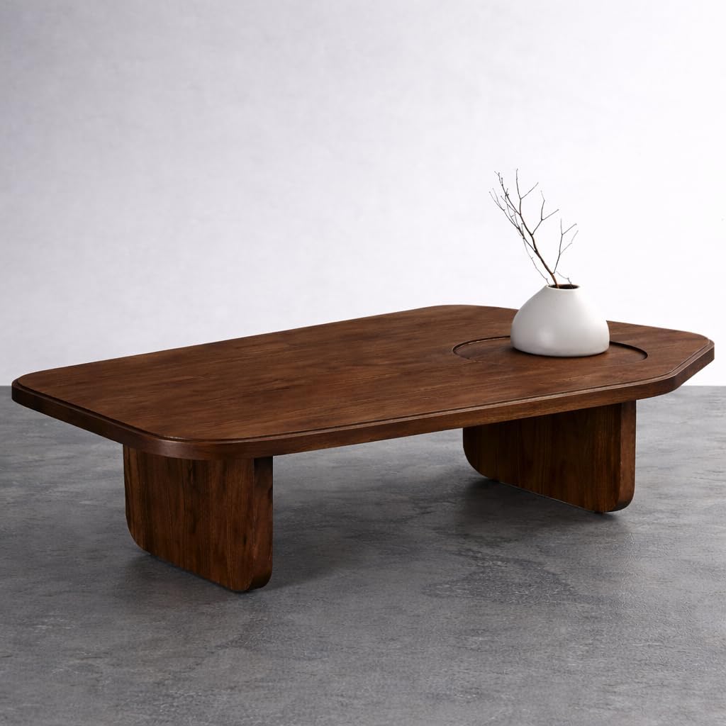 RK Deck Solid Sheesham Wood Coffee Table| Modern Wooden Centre Table with Built-in Tray | Low Height Living Room Table (135 x 77 x 38.5 Cm) (Walnut Finish)-picture-29
