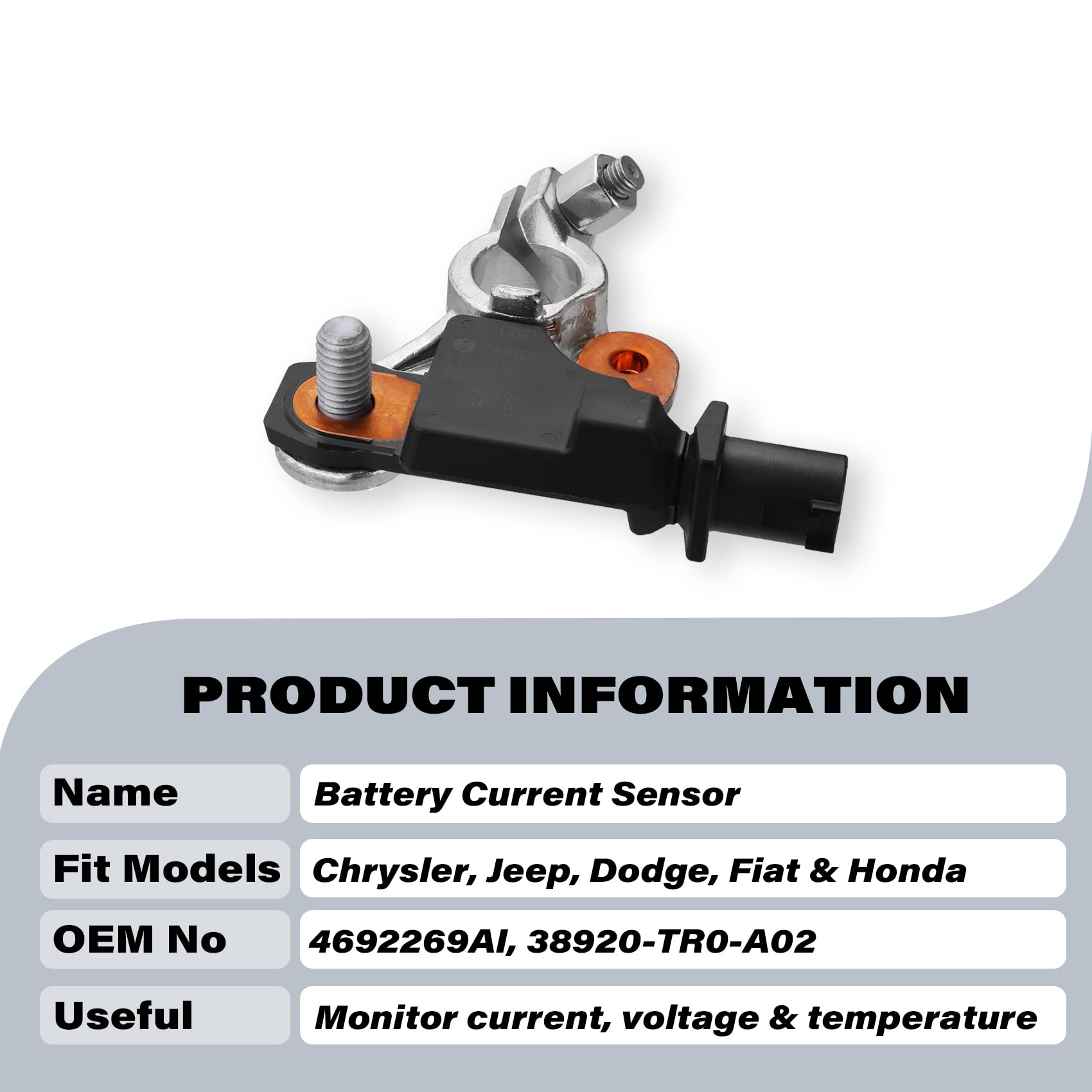 Capteur De Courant De Batterie 38920-TR0-A02 - Compatible Honda CR-V, Civic, Dodge, Jeep, Chrysler, Ram