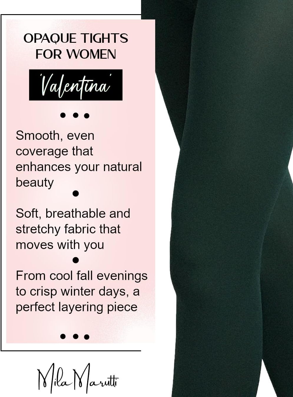 Mila Marutti Opaque Tights for Women | Soft Stockings Pantyhoseier | - Made in EU - Image 3