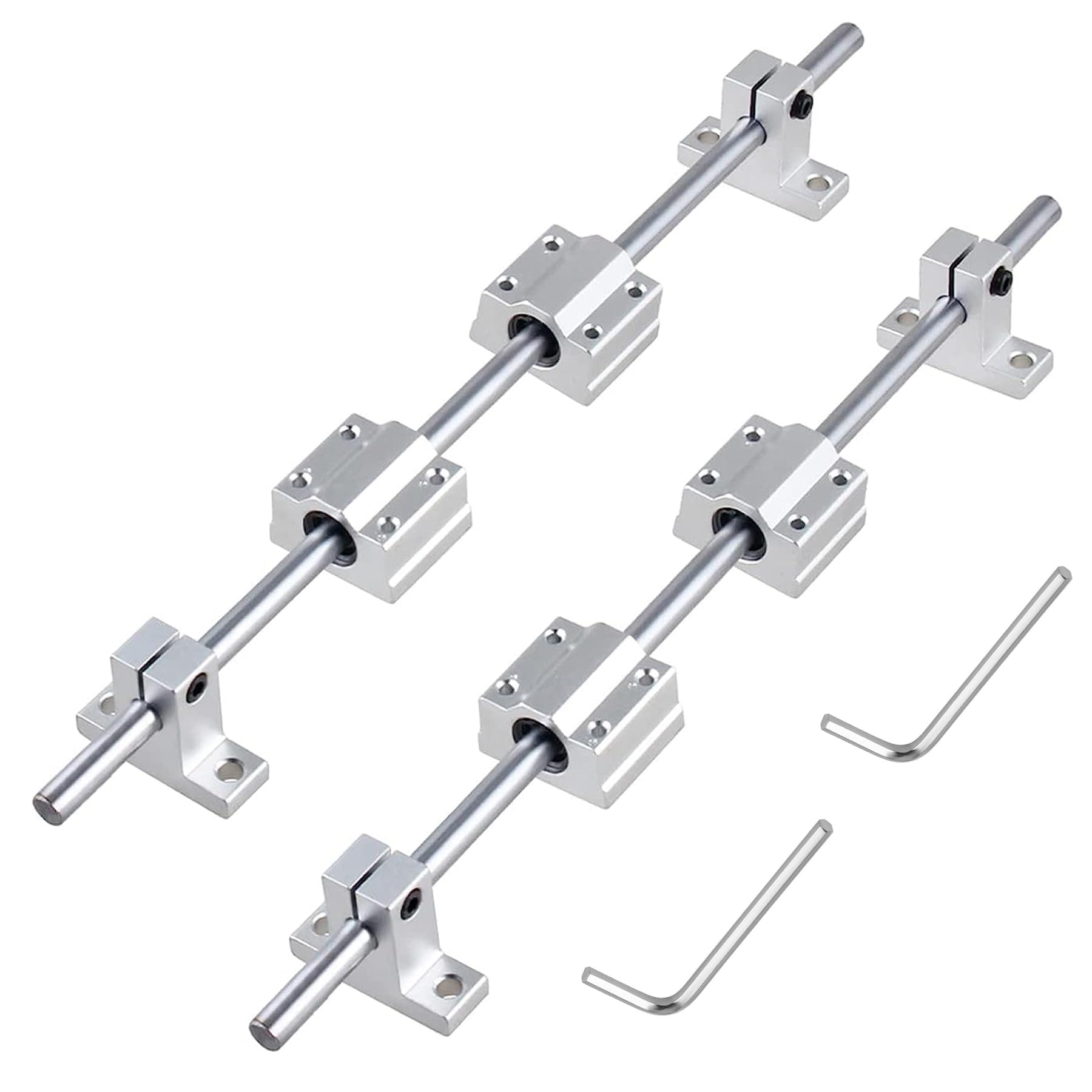 CNCMANS 2Stück 1000mm Linearwelle Ø20mm Linearführung 1000mm Linearführungen Präzisionswelle mit 4Stück SK20 Horizontale Halterung und 8Stück SCS20UU Linearlager Lagerblock für 3D Drucker