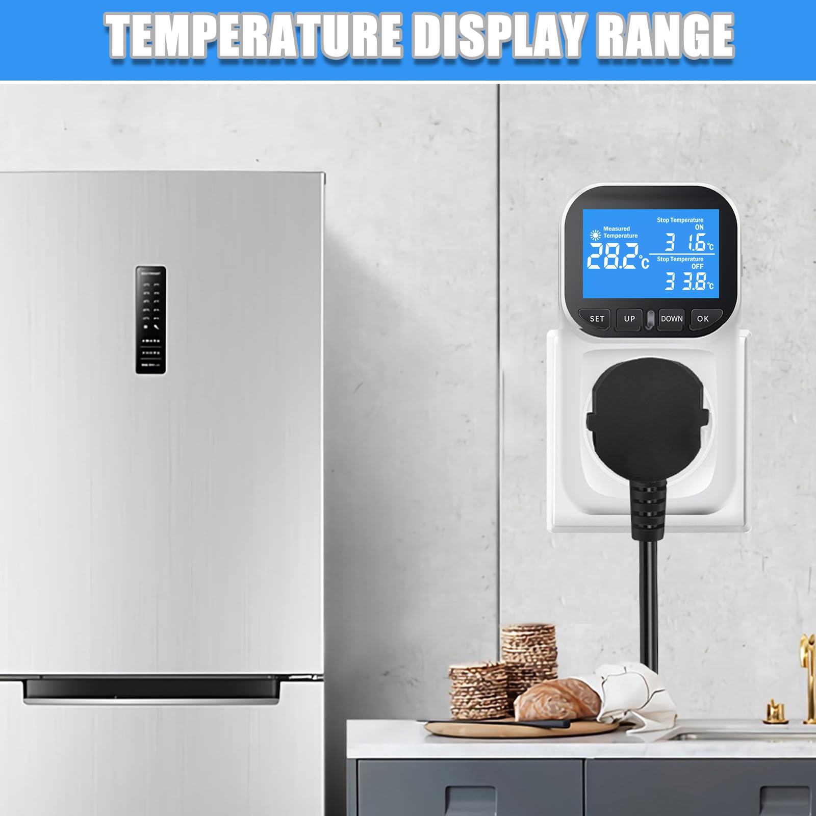 Termostato Digitale Da Presa Con Sonda - Controllo Temperatura Da -40°C A 120°C Per Riscaldamento E Raffreddamento - Foto 4