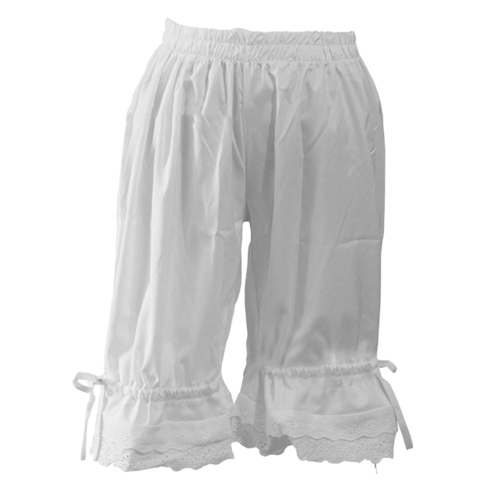 Women Teen Girls Bloomer Shorts Lace Hem Vintage Ruffle Pants Shorts XXL White-image-40