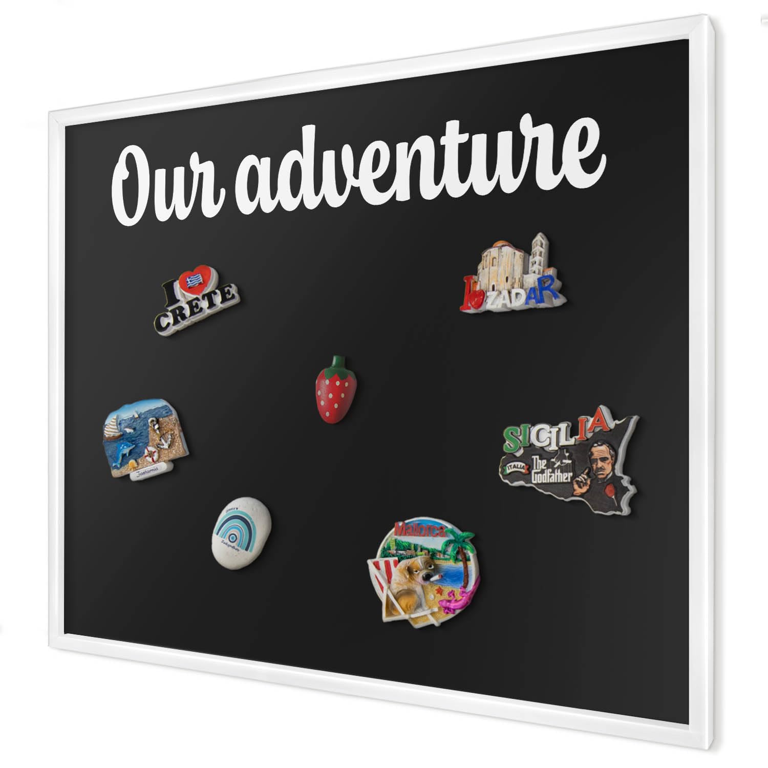 Explorer Magnetic Board 80x60 cm | White Frame | Our Adventure