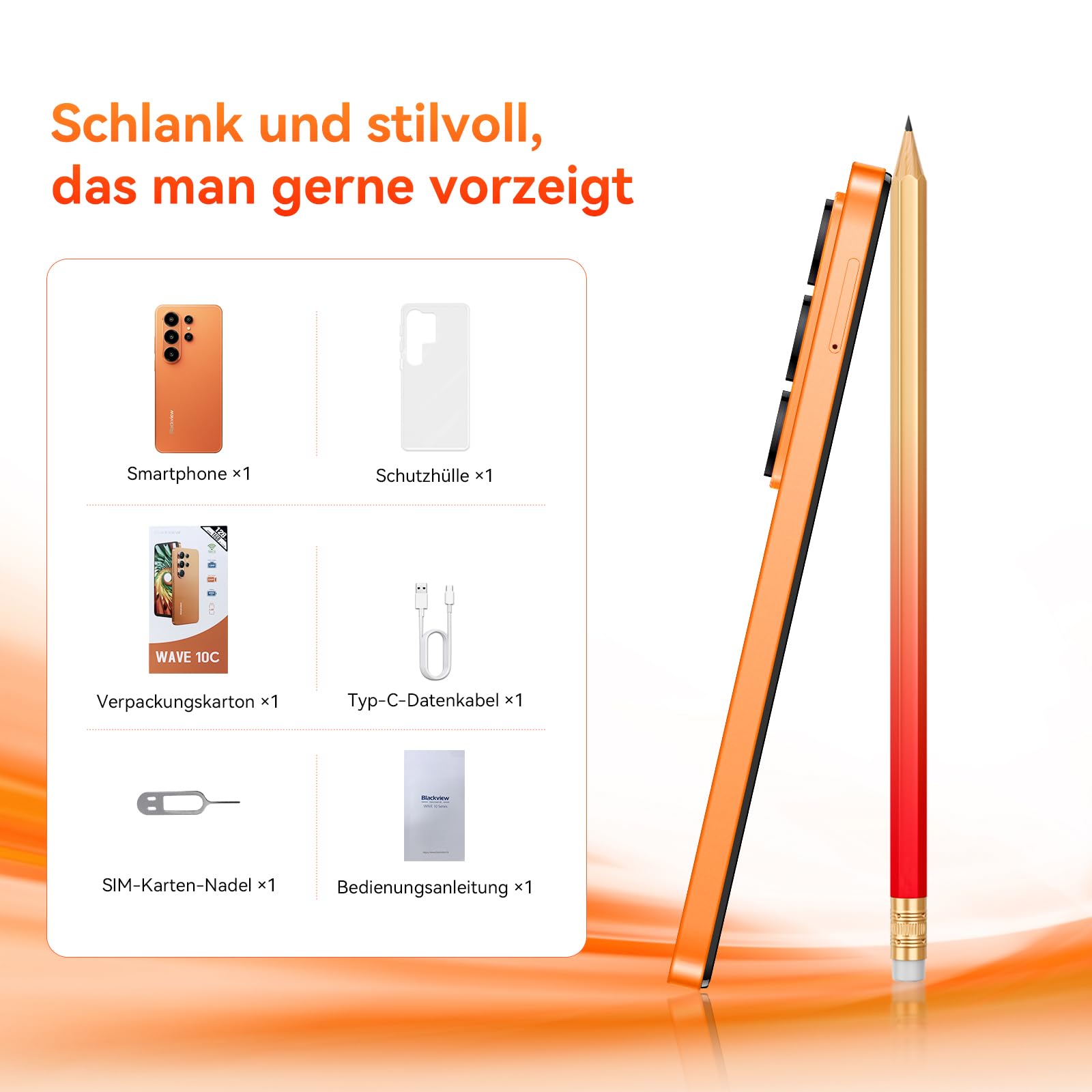 Blackview Wave 10C Handy Ohne Vertrag, 6,88" HD+ IPS Android 16 Smartphone, 16GB+32GB/1TB,32MP+13MP, 5000mAh,4G Dual SIM Smartphones,Face ID/GPS/OTG/3.5mm/3 Jahre Garantie, Schwarz