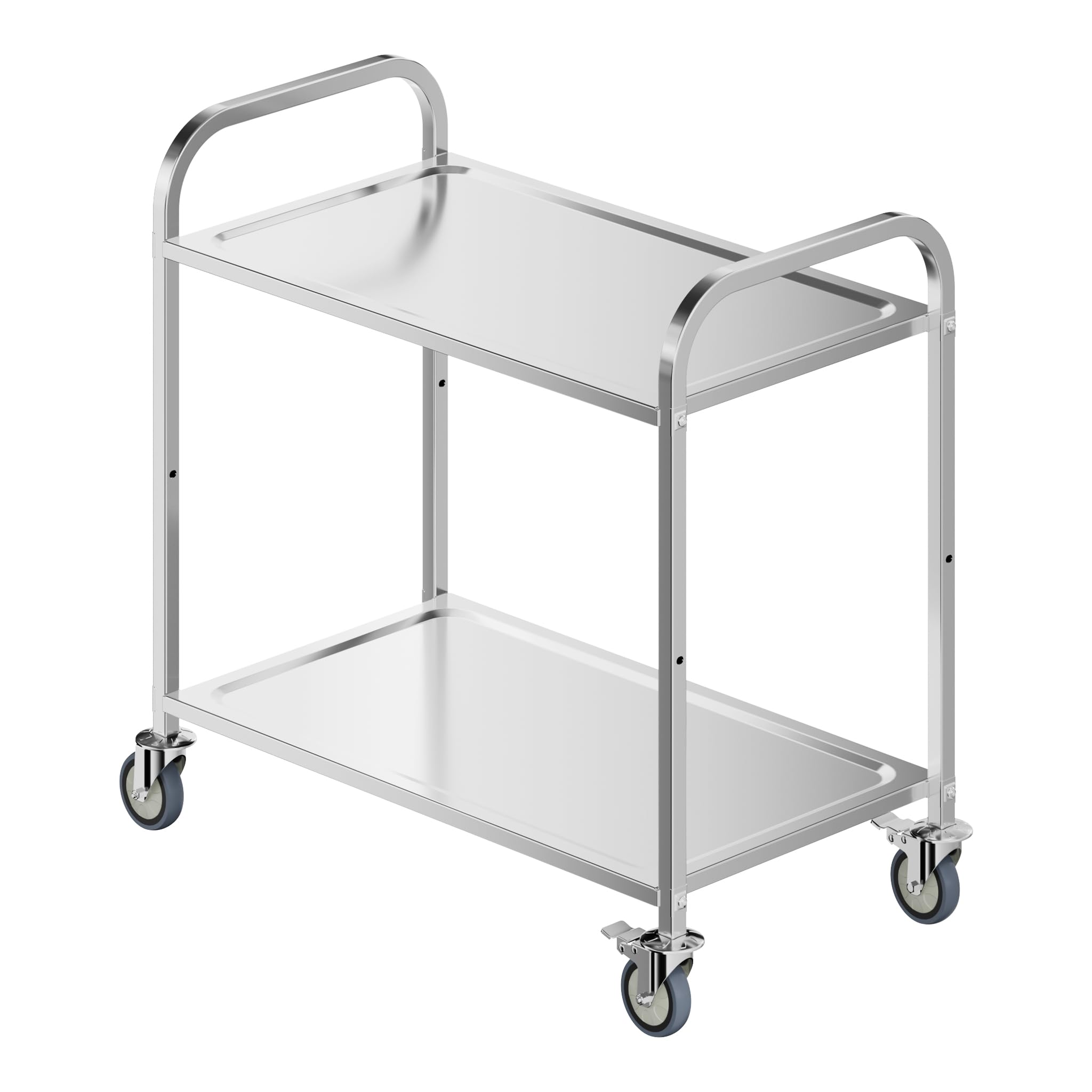 WilTec Chariot de Service – 940 x 560 x 940 mm – Acier affiné – 2 Étagères – Jusqu’à 150kg – Desserte Table servante Mobile avec Frein