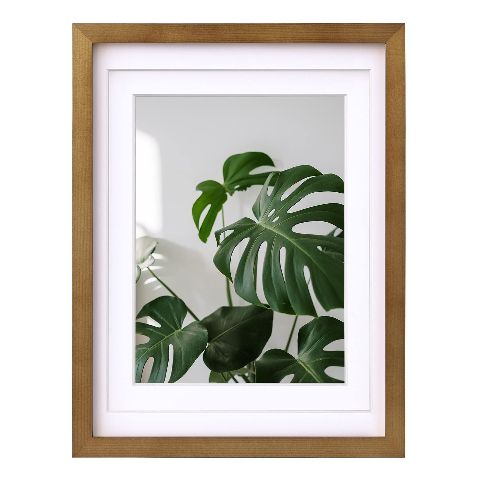 Egofine 12x16 Picture Frame with Plexiglass Made of Solid Wood, Display Pictures 9x12/11x14 with Mat or 12x16 Without Mat for Tabletop and Wall Mounting,Light Brown