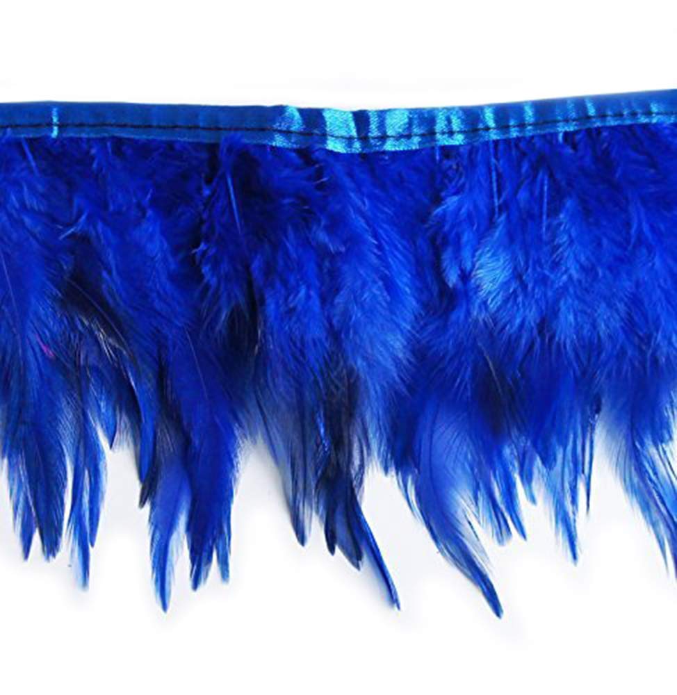 Frange de plumes de coq naturelles HAND galon haute couture 11,4 cm