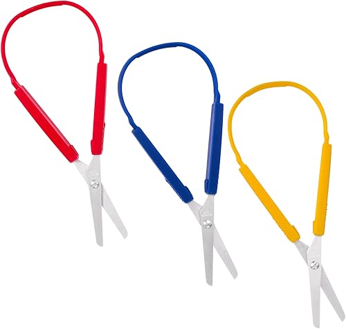 Tijeras de bucle adaptables para niños pequeños, 3 piezas, tijeras de apertura automática, agarre de corte, juego de tijeras para manualidades,
