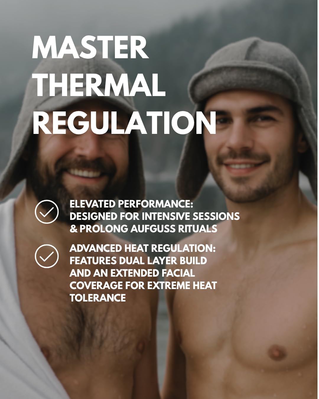 frihed.® Saunahut Pro Steingrau aus doppeltem Wollwalk - 100% Schafschurwolle - High End Sauna Accessoire für Männer und Frauen - besonders robust - Made in Lüneburg