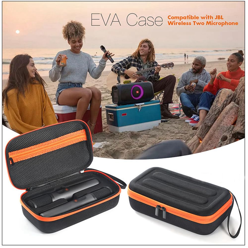 Generico Microfono senza fili di caso per JBL PartyBox Microfono senza fili, impermeabile antiurto Palmare Dual Mic duro Borsa da viaggio per JBL PartyBox Wireless Mic (Modelli ricaricabili)