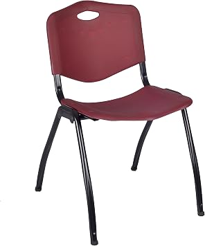 Regency Kobe 42 in. Square X-Base Breakroom Table- Maple, 4 M Stack Chairs- Burgundy
