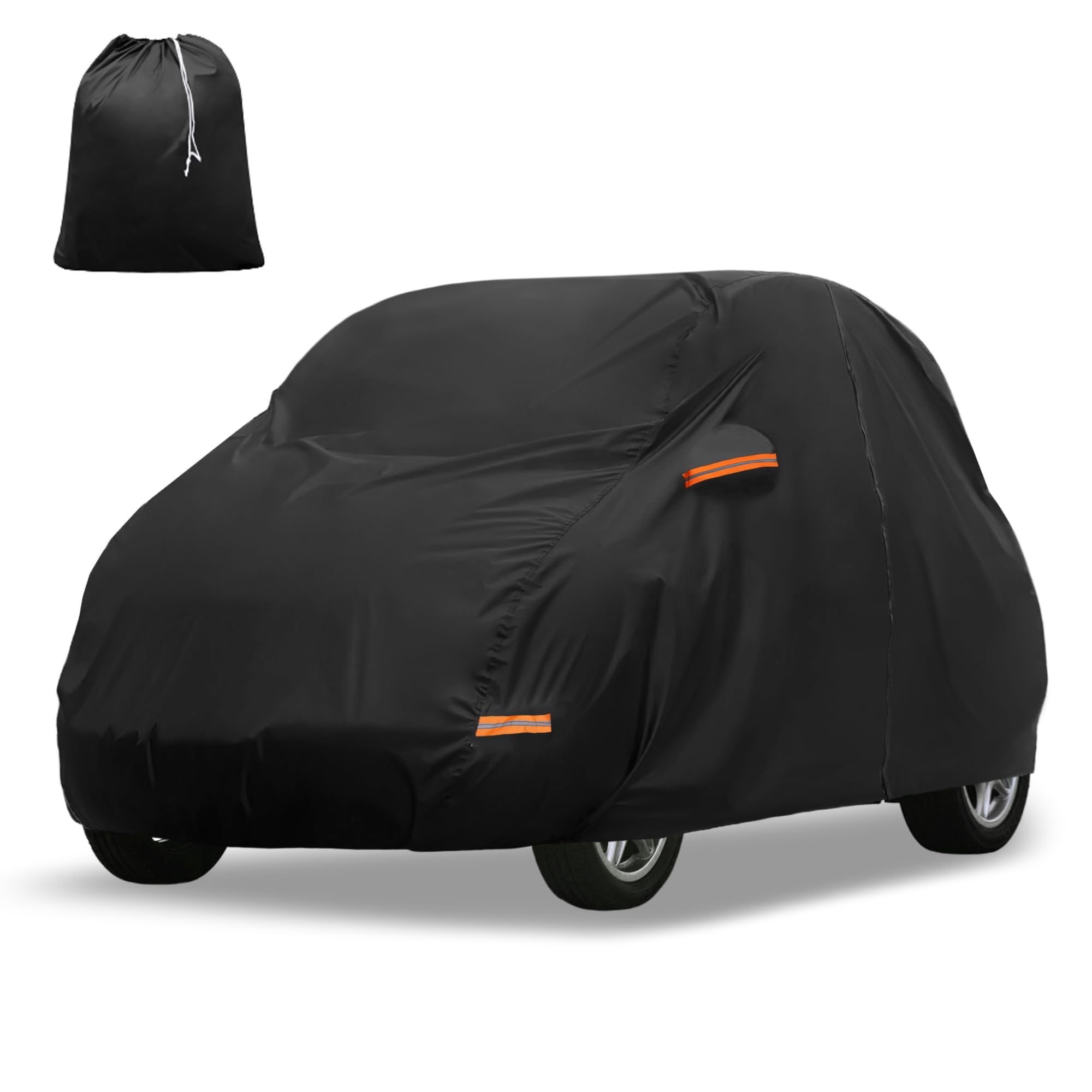 X AUTOHAUX Car Cover for Smart Fortwo 2007-2019 210D-PU Outdoor Full Car Cover All Weather with Door Zipper for Waterproof Windproof Sun Rain Snow Protection