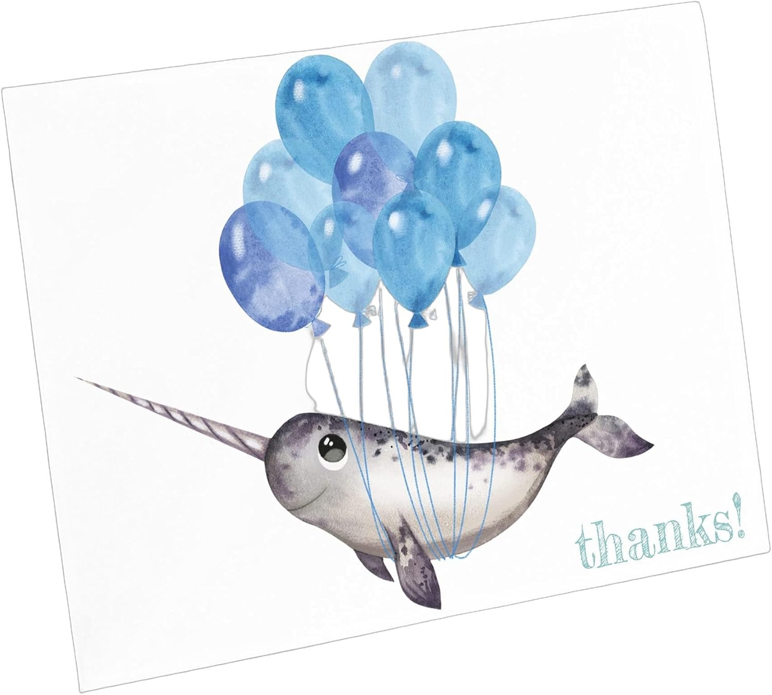 Animal Thank You Cards - 24 Assorted Blank Cards with White Envelopes - Birthday Thank You Just Because (Narwhal)