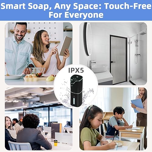 Miniatura 7 de Dispensador automático de jabón líquido, 9 niveles ajustables, 12.8 fl oz12.8 onzas, dispensador automático de jabón de manos o jabón para platos,