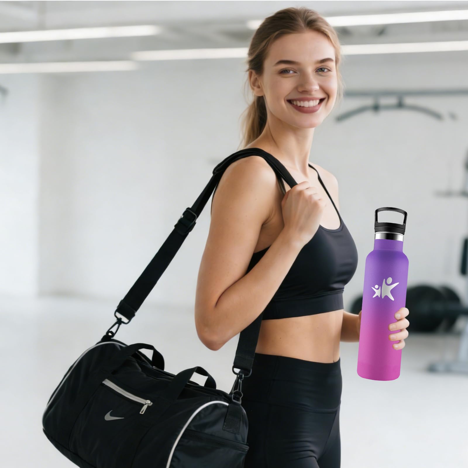 Borraccia Termica, Borraccia 1 litro, Senza BPA, Borraccie con Cannuccia, Senza Perdite, Borraccie Acciaio Inox, Mantiene Caldo per 12 Ore/Freddo 24 Ore, Borracce per Scuola, Fitness, Picnic
