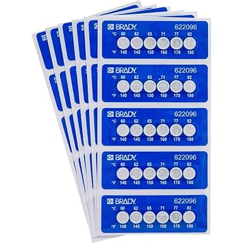 Brady TIL-6-60C/140F, 622096 Temperature Indicating Label, (2 Packs of 30 pcs)