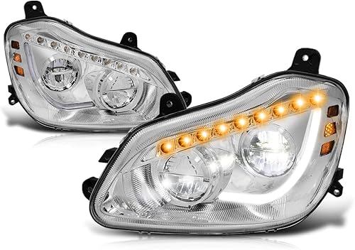 Miniatura 2 de PM PERFORMOTOR Full LED DRL Sequential Signal Headlights Assembly Compatible with Kenworth T680 13-21  Headlamps with Chrome Housing
