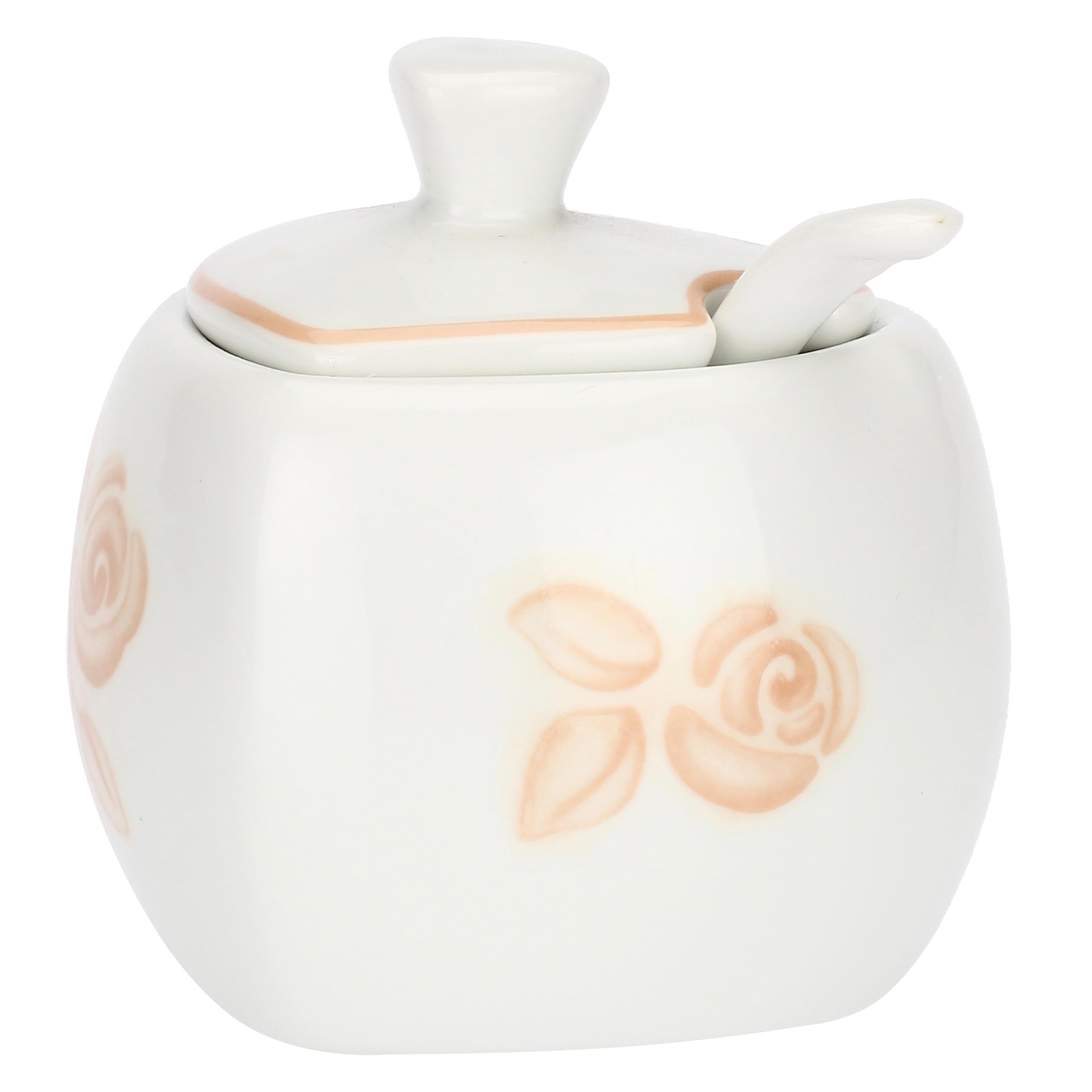 THUN - Mini Sugar Bowl in Heart Shape with Spoon - Porcelain - Favor Collection - 50 ml - 6 x 8.5 cm