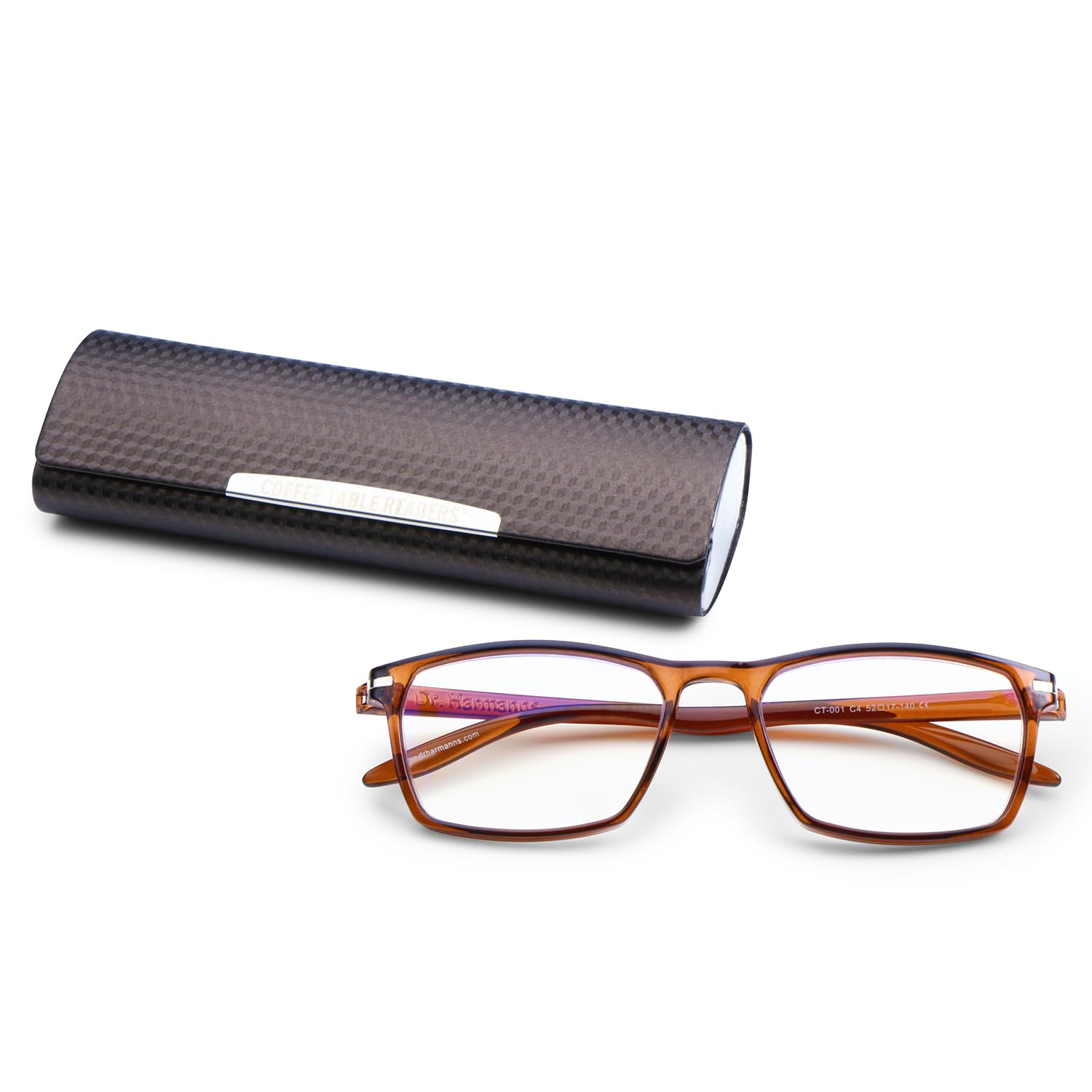 Coffe Table Readers® By Dr.Harmann's Reading Glasses® FULL RIM LIGHT WEIGHT FRAME WITH METAL PIN FITTED WITH BLUE BLOCK LENSES (Model:CT-001 Brown +2.00 Computer Readers) 2