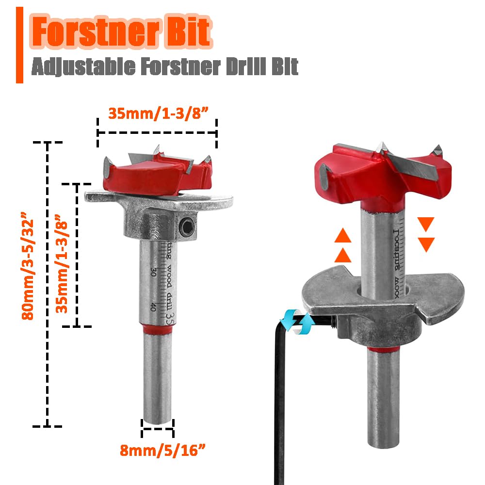 HaoTrade 35mm Hinge Jig Drill Guide Sets, Door Hinge Hole Drilling Jig Forstner Bits Set - Image 2