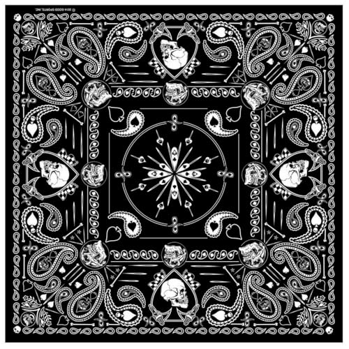 Hot Leathers BAB1075 Spade Skull Paisley Bandana - 21X21