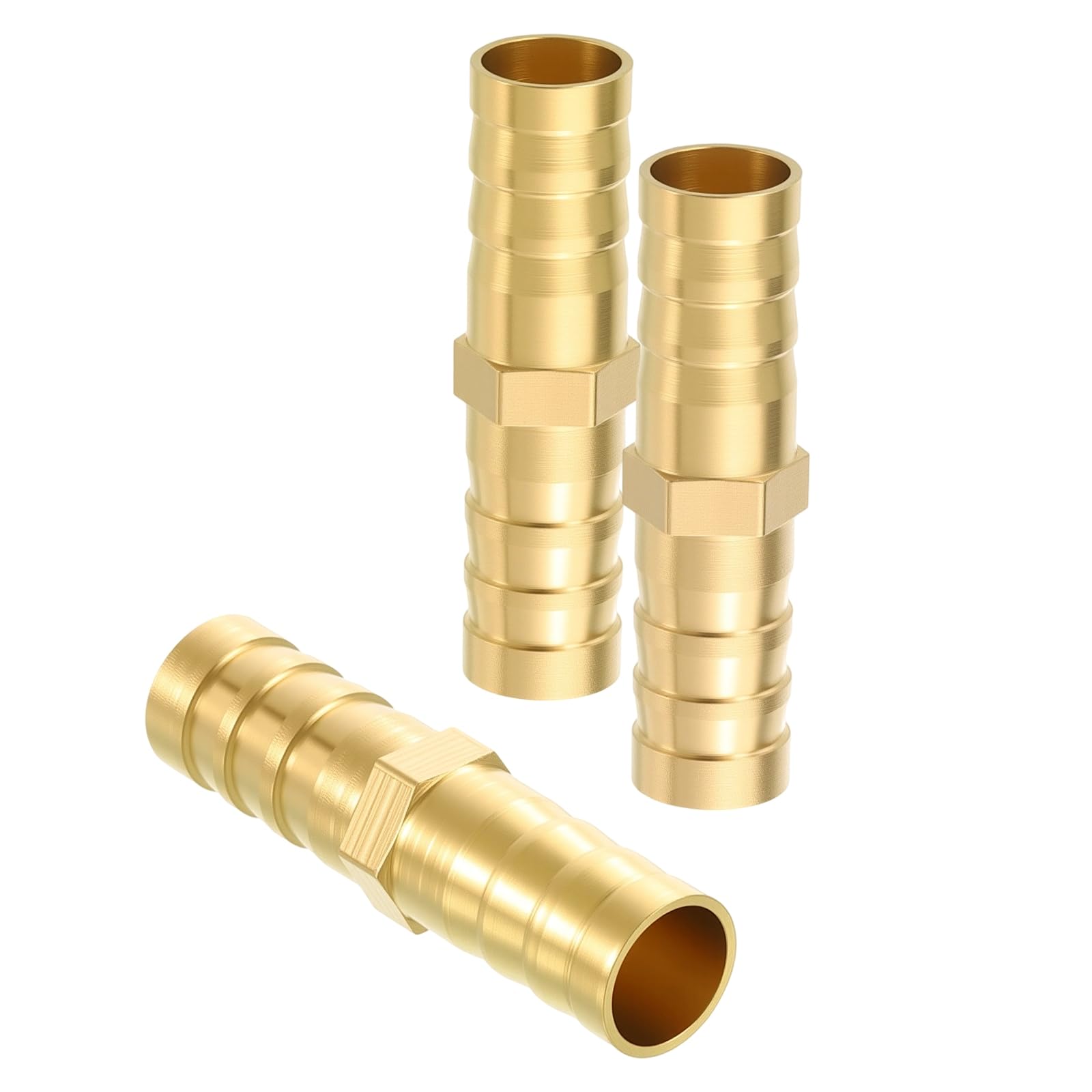 sourcing map 3pcs 10mm to 10mm Brass Hose Barb Fitting Metals Splicer Mender — image 1