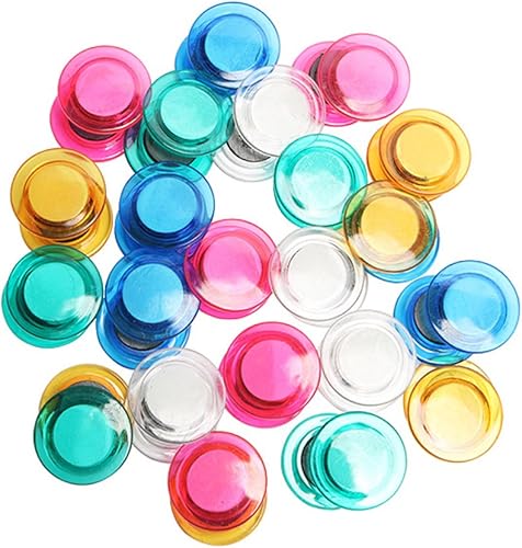 Miniatura 5 de Imanes redondos para refrigerador, 10 unidades, colores transparentes, para pizarra blanca, refrigerador, mapa y calendario, 1.18 pulgadas