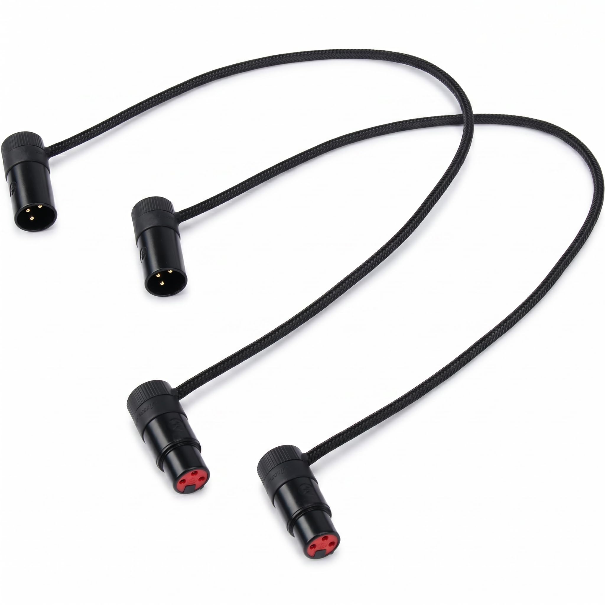 Cable XLR macho a hembra de ángulo recto de 90 grados, cable de micrófono XLR giratorio de perfil bajo con conector ajustable de 140°, cable de audio equilibrado para cámara, transmisión, mezclador
